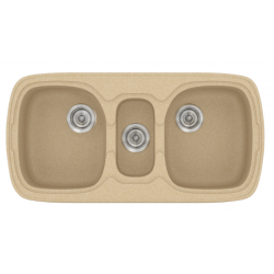 Νεροχύτης Γρανιτένιος Συνθετικός Sanitec Classic 303 (96x51) με 2 Ίσες Γούρνες & 1 βοηθητική Granite Cappuccino